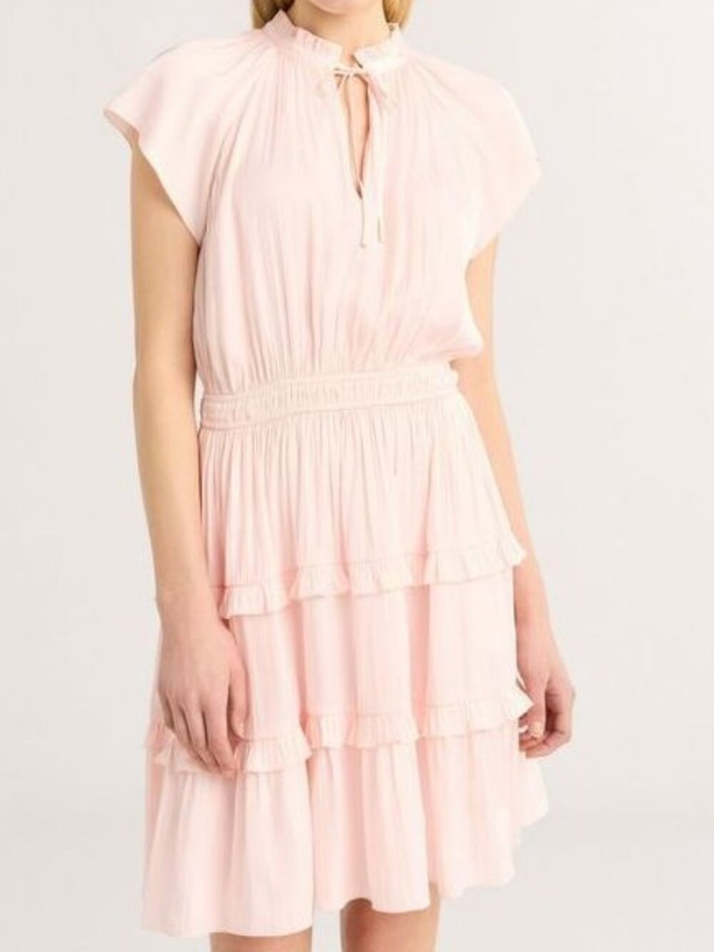 Excellent Condition, SZ M, Plisse Satin Mini Dress, Blush Pink